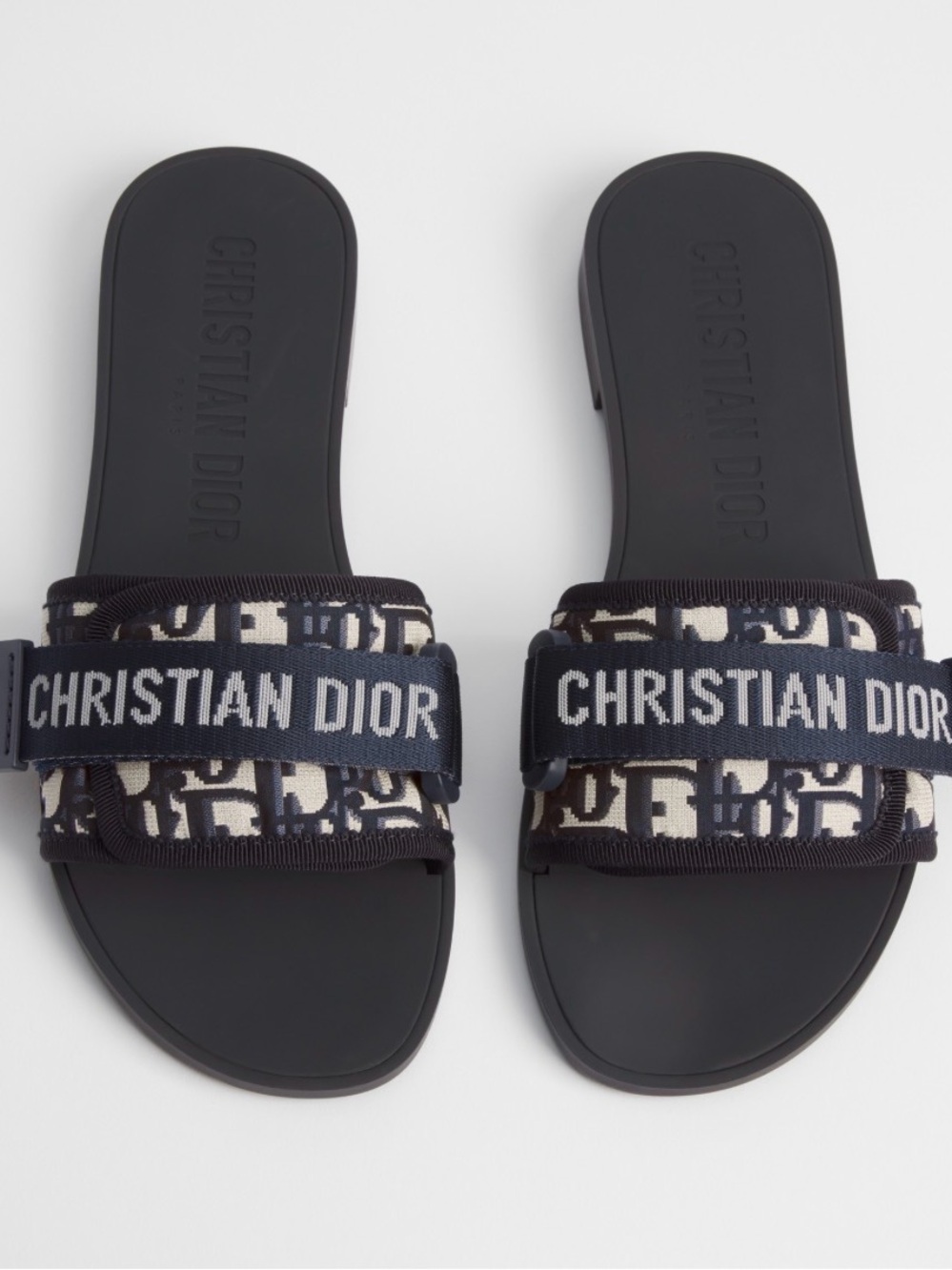 Diorevolution Oblique Deep Blue Print Slides Black EU42 10 10.5 11